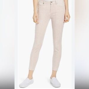 PAIGE Pink and White Striped Pants